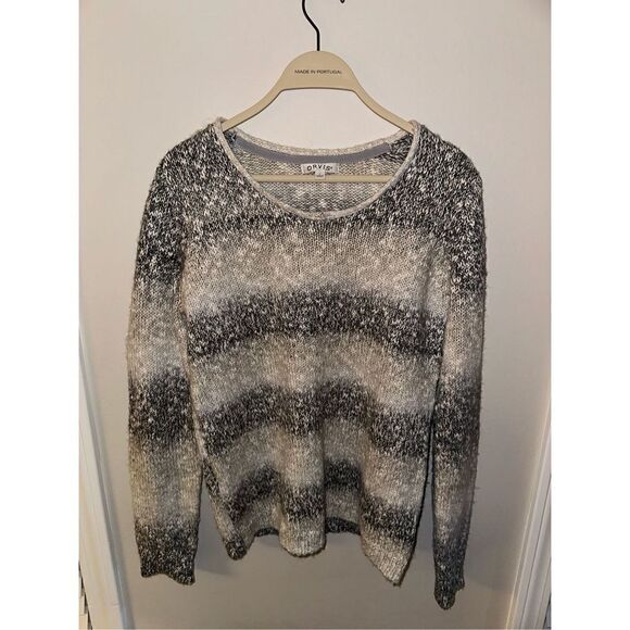Women’s Orvis  Knit Sweater Gray Striped Small - Picture 1 of 4